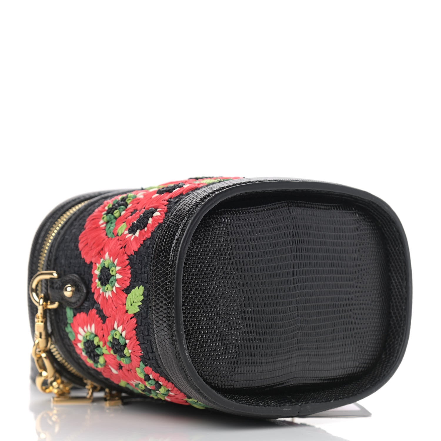 Dolce & Gabbana Raffia Snakeskin Vanity Case Black Multicolor 4 of 11