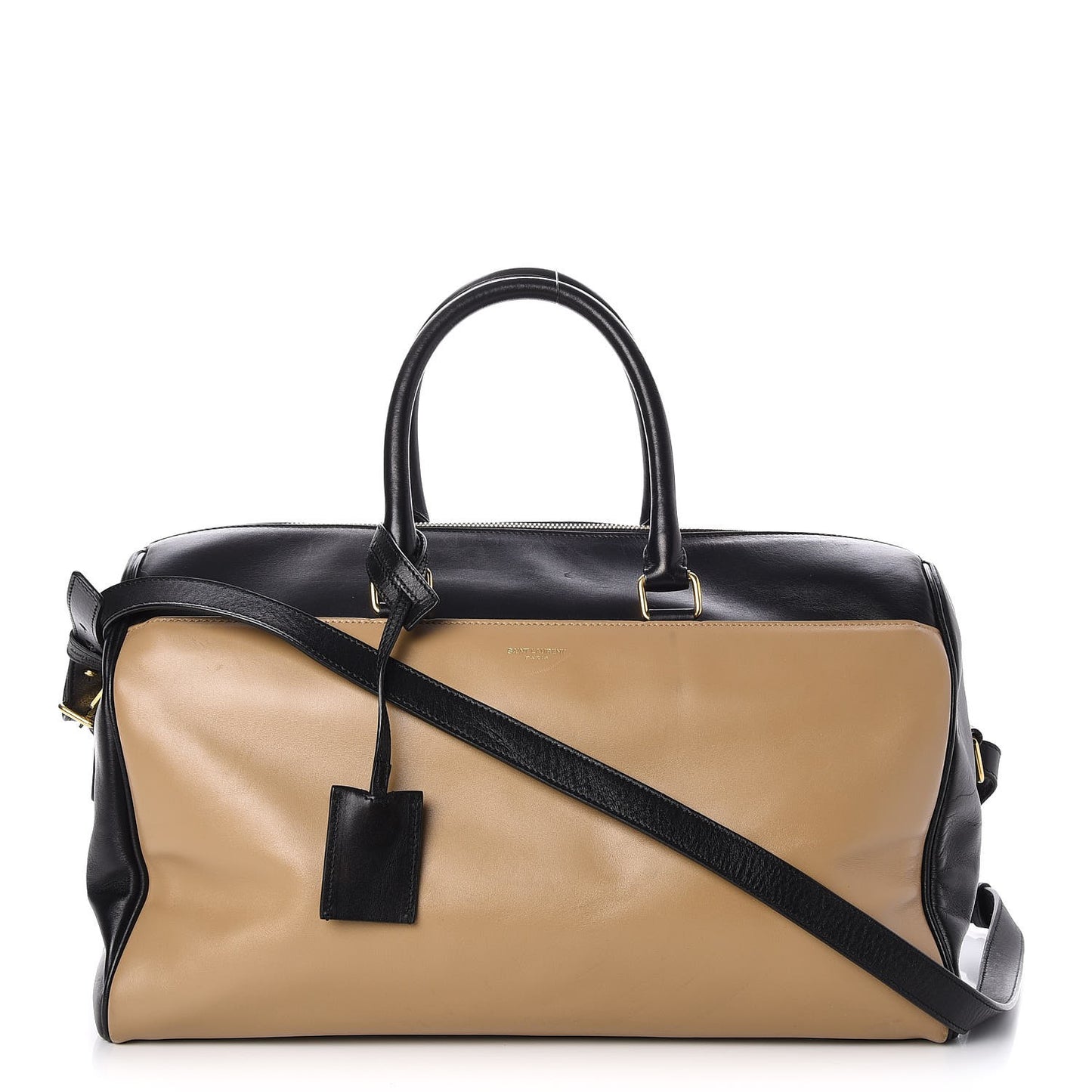 Smooth Calfskin Bi-Color Duffle 12 Beige Black