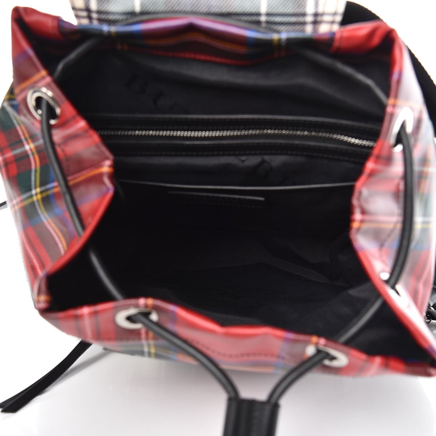 Laminated Tartan Patchwork Medium Rucksack Backpack Military Red