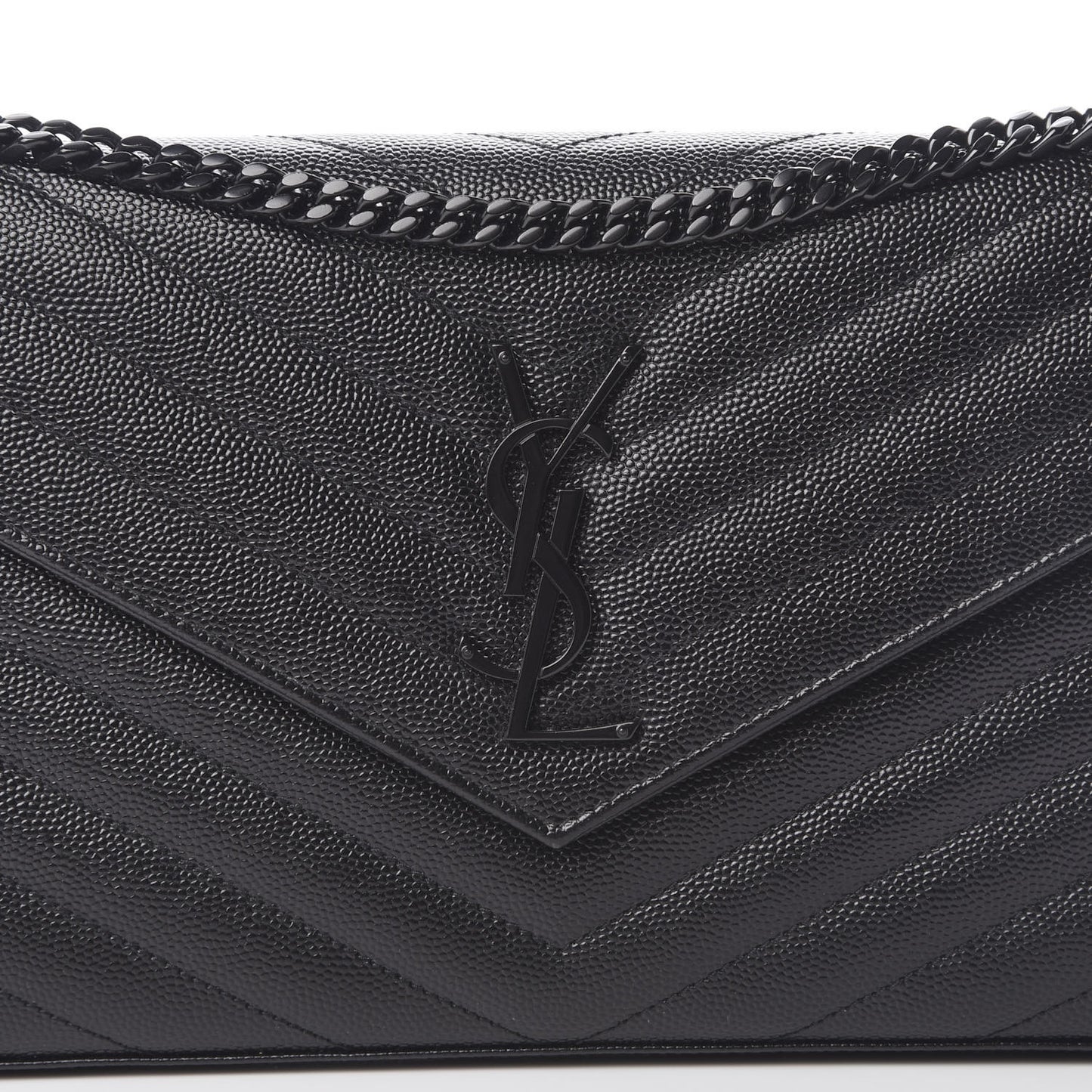 Grain De Poudre Matelasse Chevron Monogram Chain Wallet Black