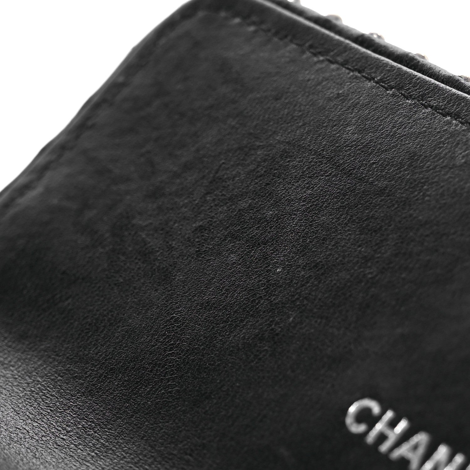 Chanel Lambskin Chevron Quilted Studded Small Flap Wallet Black 14 of 16