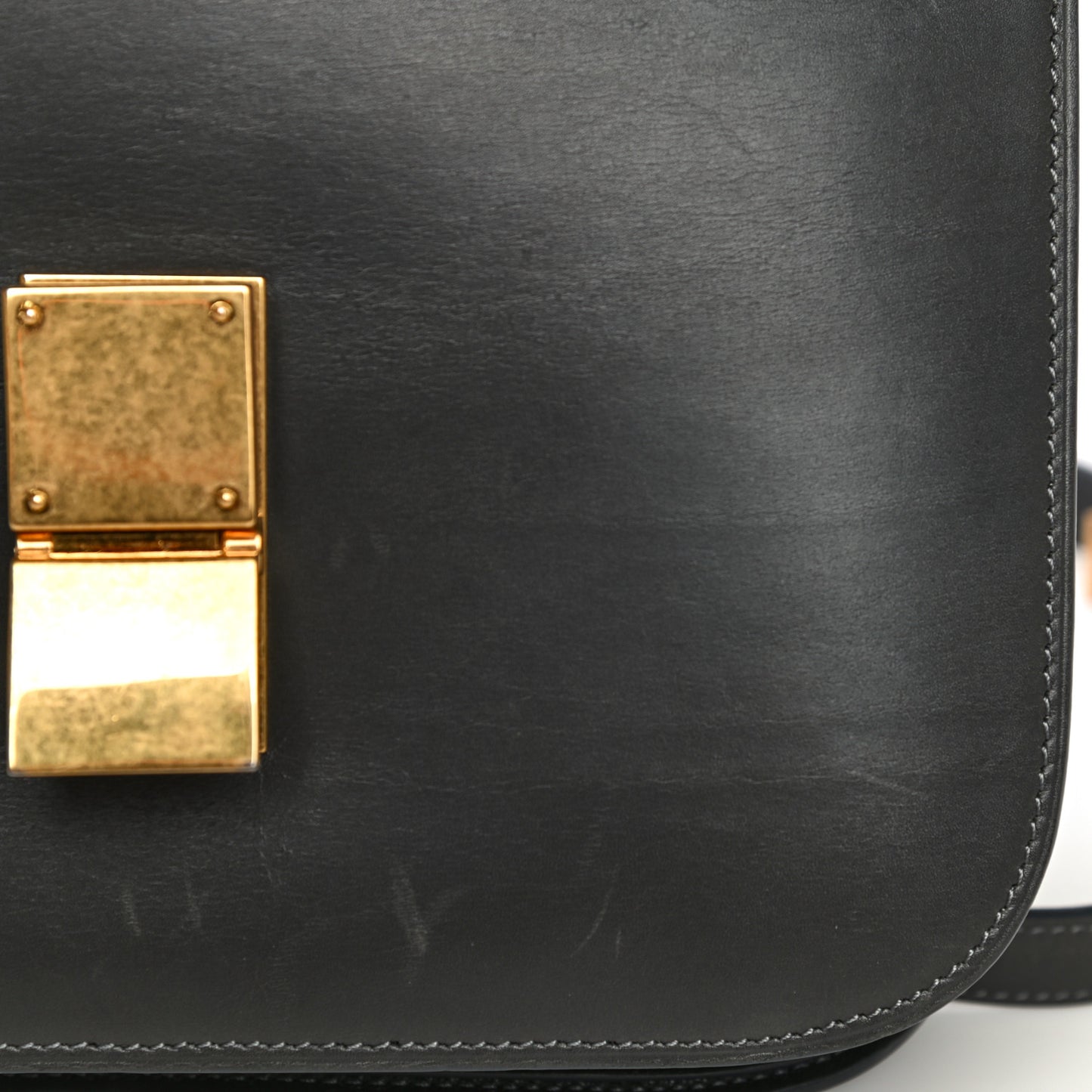 Box Calfskin Medium Classic Box Flap Bag Grey