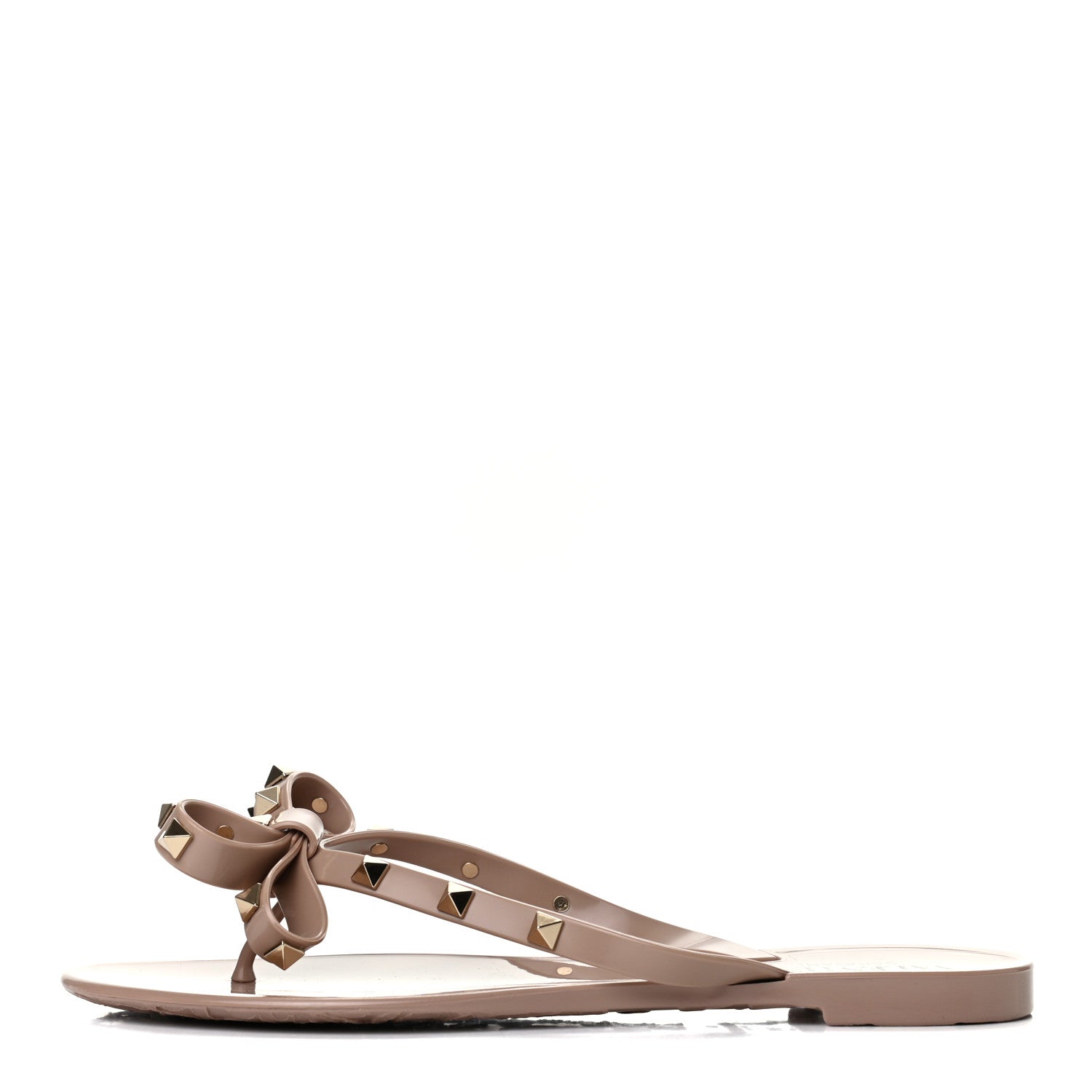 Valentino Garavani PVC Jelly Rockstud Bow Thong Sandals 38 Poudre 1 of 7