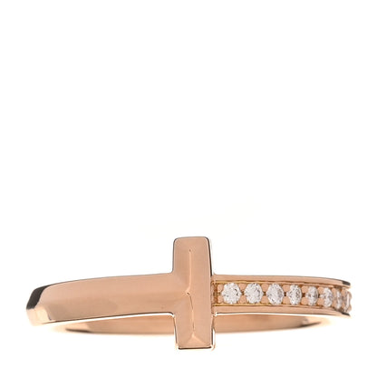Tiffany 18K Rose Gold Diamond 2.5mm T T1 Ring 54 7 1 of 5