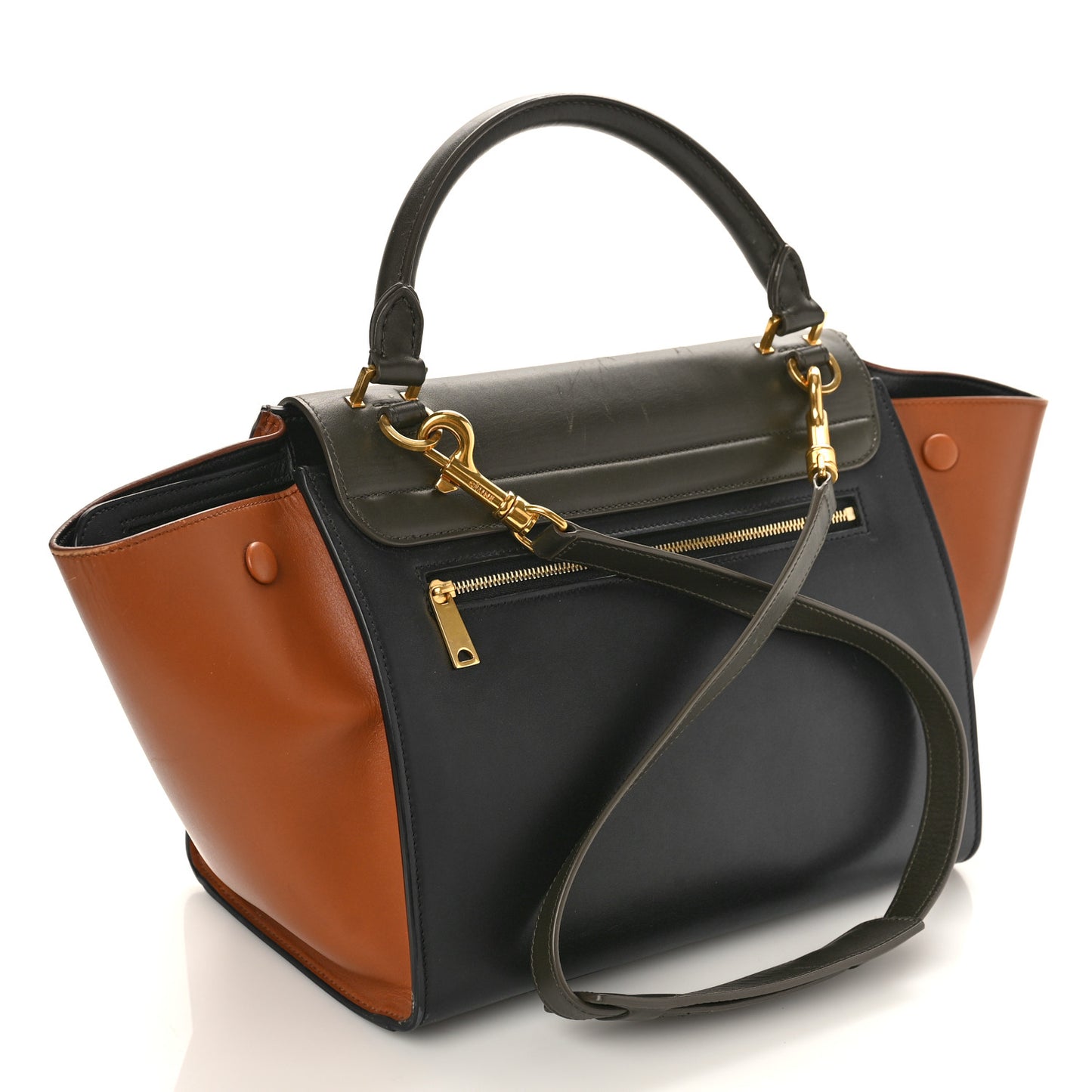 Satin Calfskin Tri-Color Trapeze Khaki