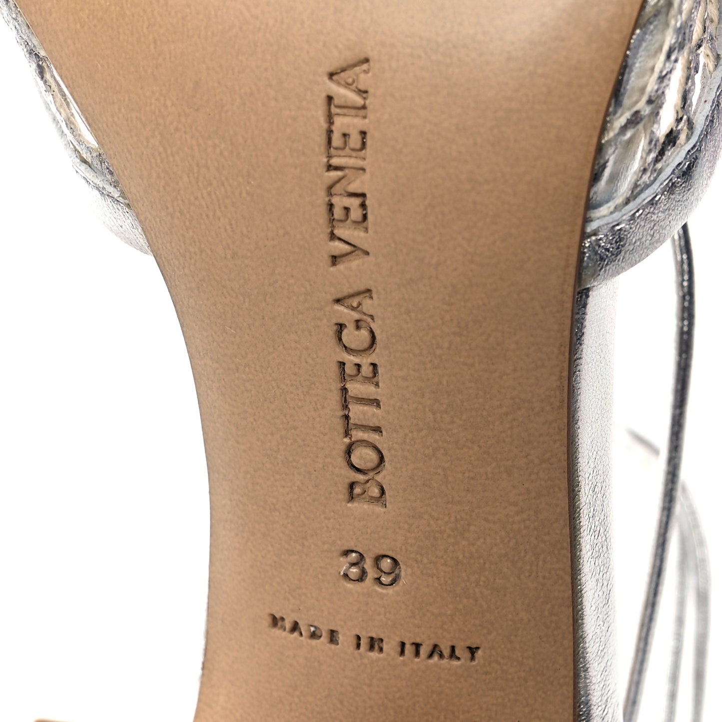Mesh Metallic Nappa Stretch Ankle Tie Sandals 39 Silver