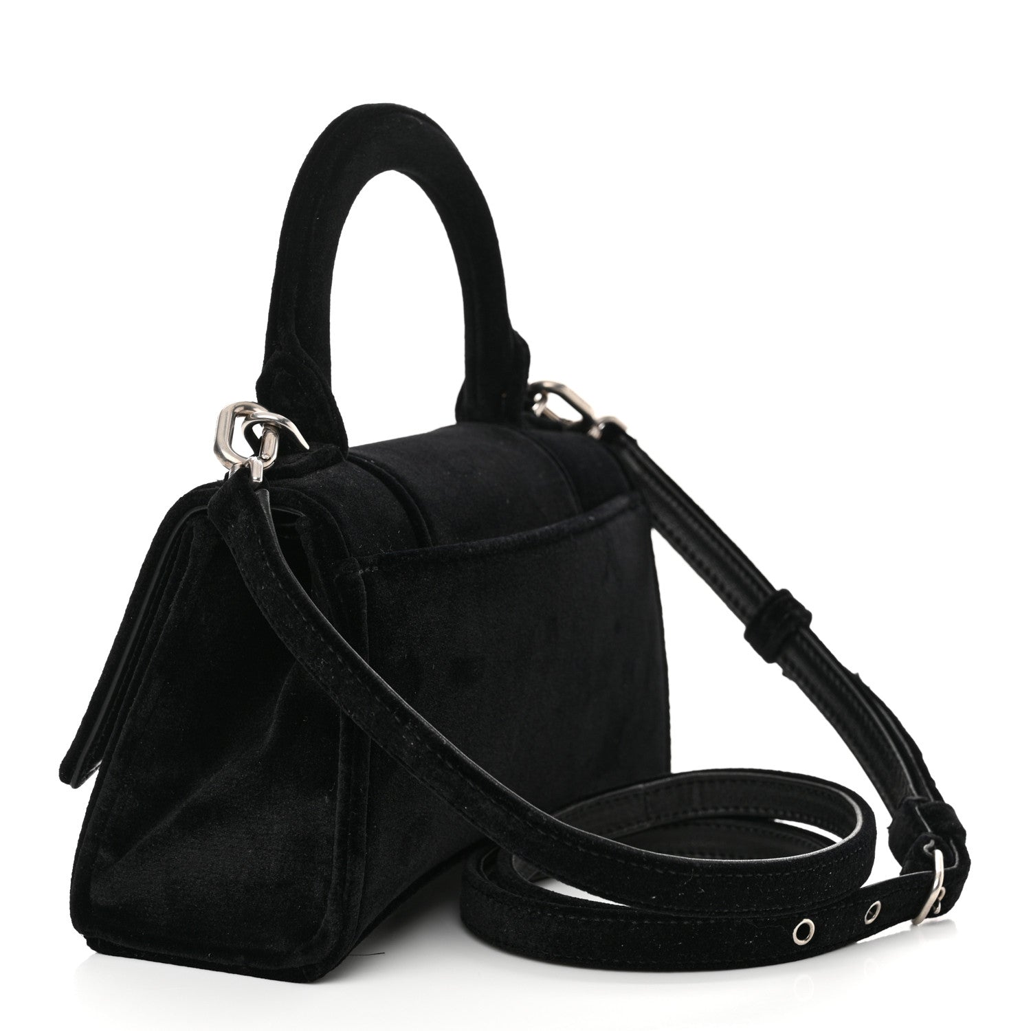 Balenciaga Velvet Jersey Hourglass Top Handle Bag XS Black 3 of 17