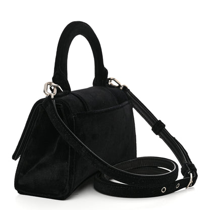 Balenciaga Velvet Jersey Hourglass Top Handle Bag XS Black 3 of 17
