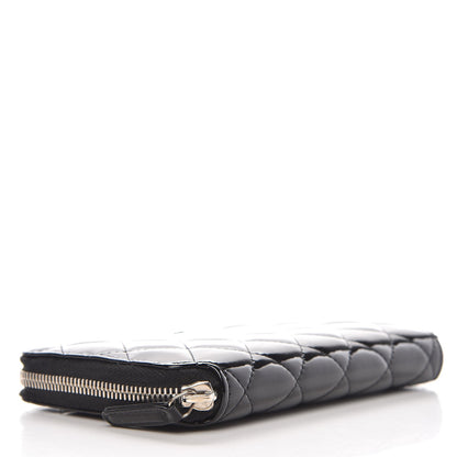 Chanel Patent Quilted Zip Around Wallet Black 4 of 9