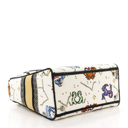 Christian Dior Canvas Pixel Zodiac Embroidered Medium Lady D-Lite Ecru Multicolor 4 of 10