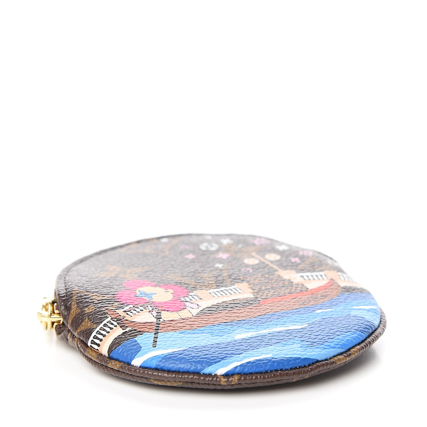 Monogram 2019 Christmas Animation Round Coin Purse Blue