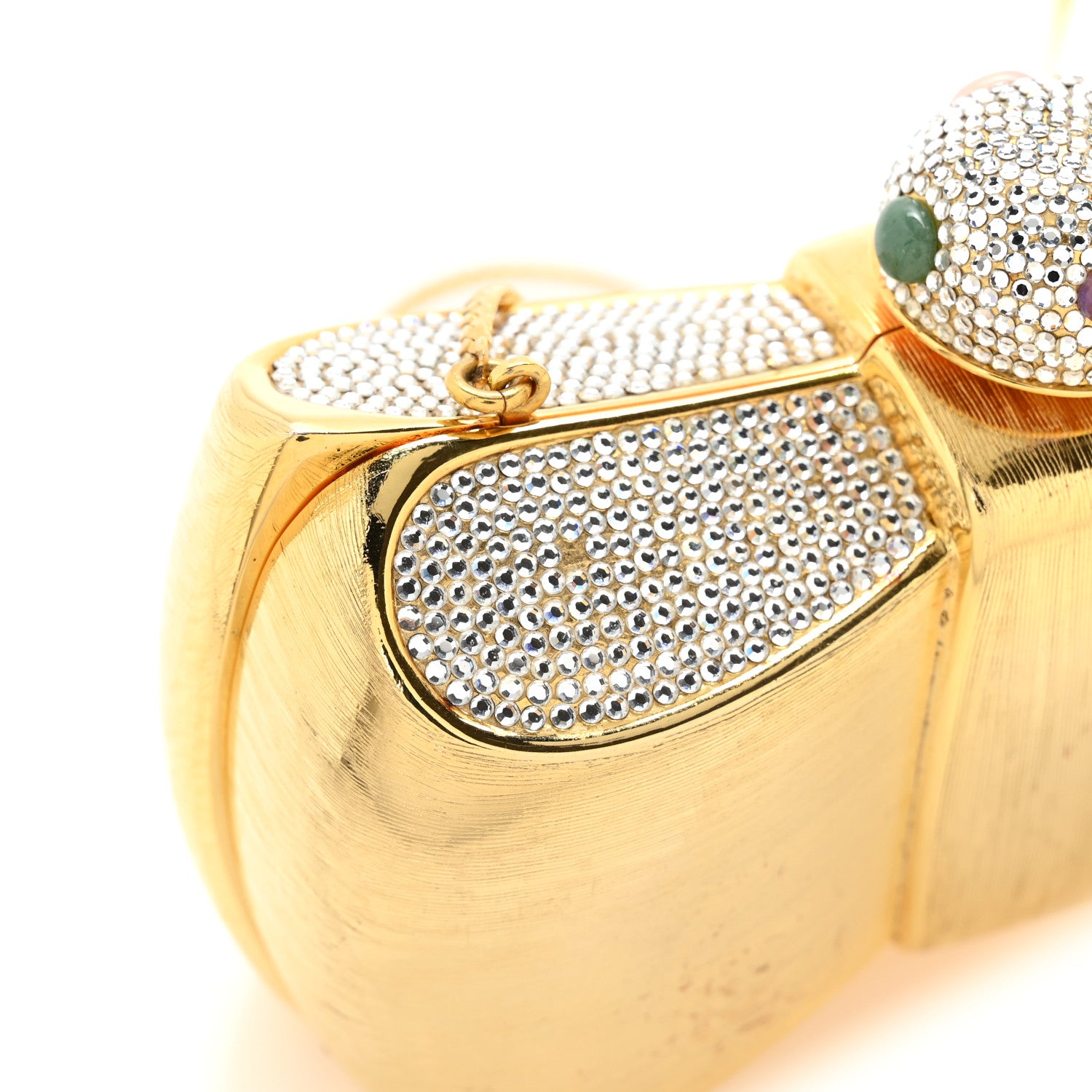 Judith Leiber Crystal Bow Minaudiere Clutch Gold 13 of 13