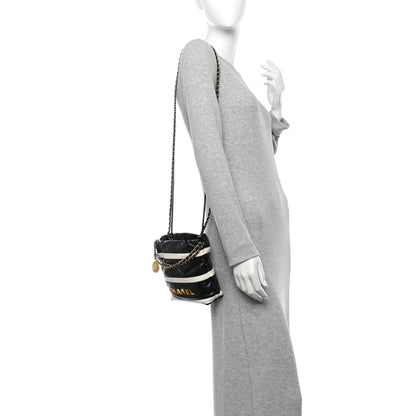 Chanel Shiny Calfskin Striped Mini Chanel 22 Black White 2 of 10