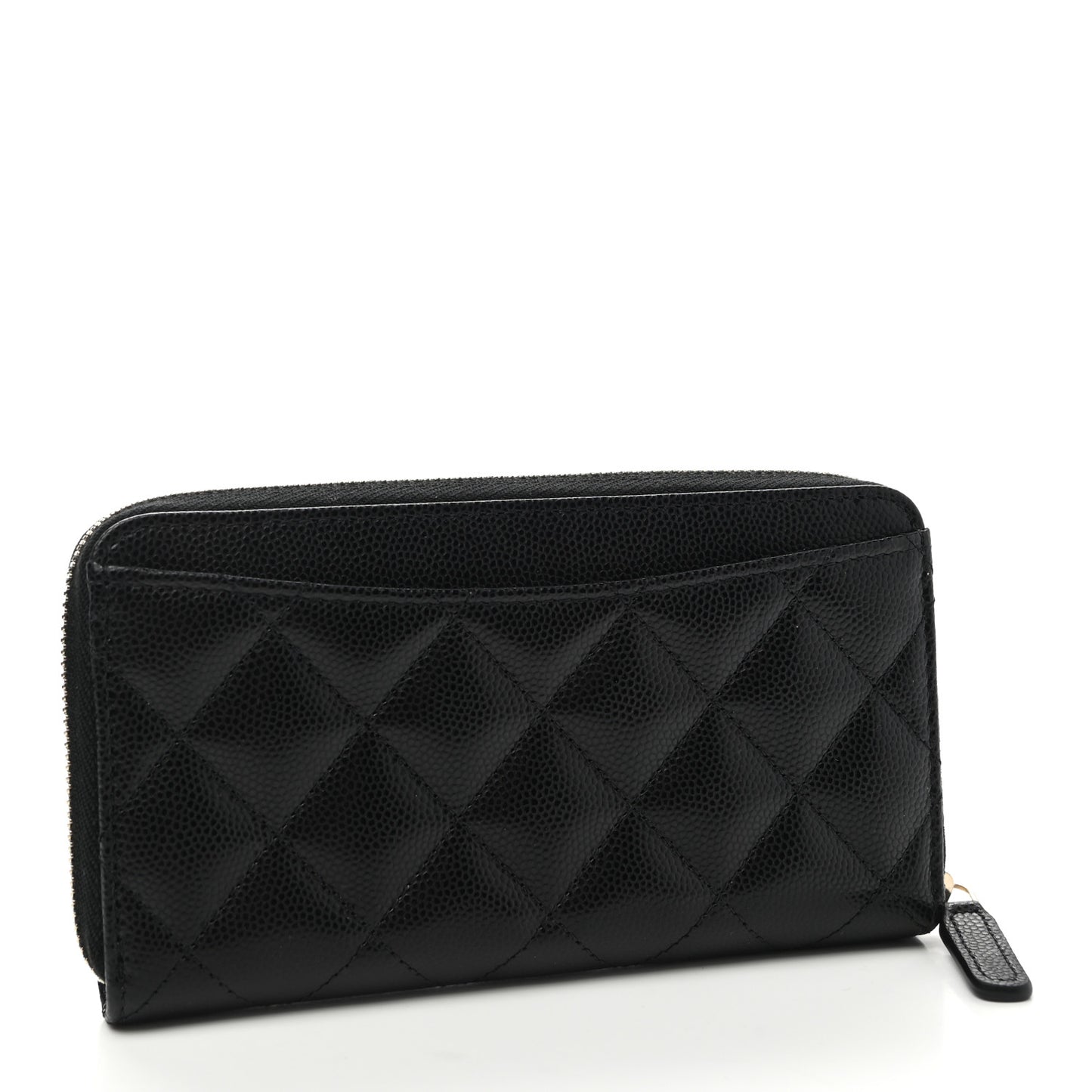 Caviar Quilted Medium Zip Around Wallet Black