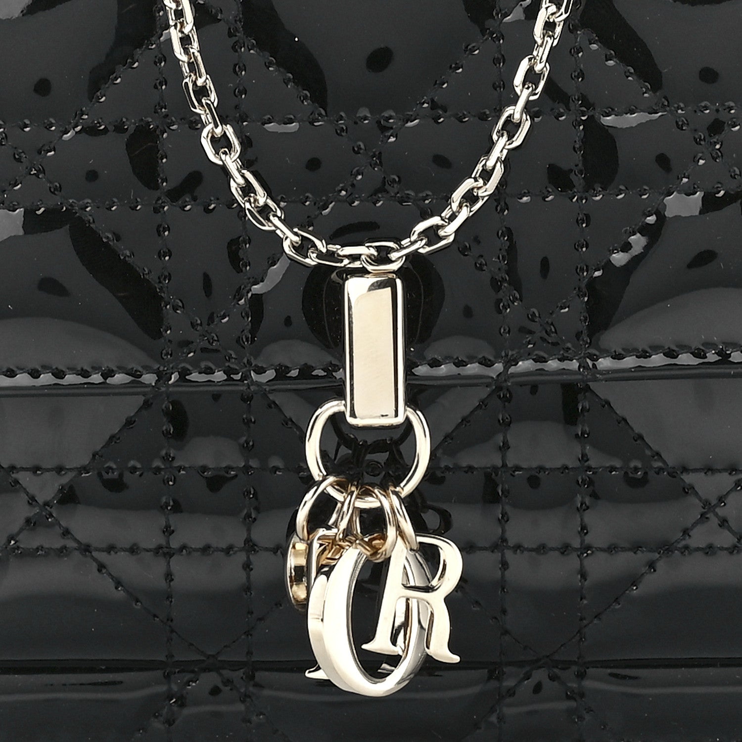 Christian Dior Patent Cannage Lady Dior Chain Pouch Black 7 of 10