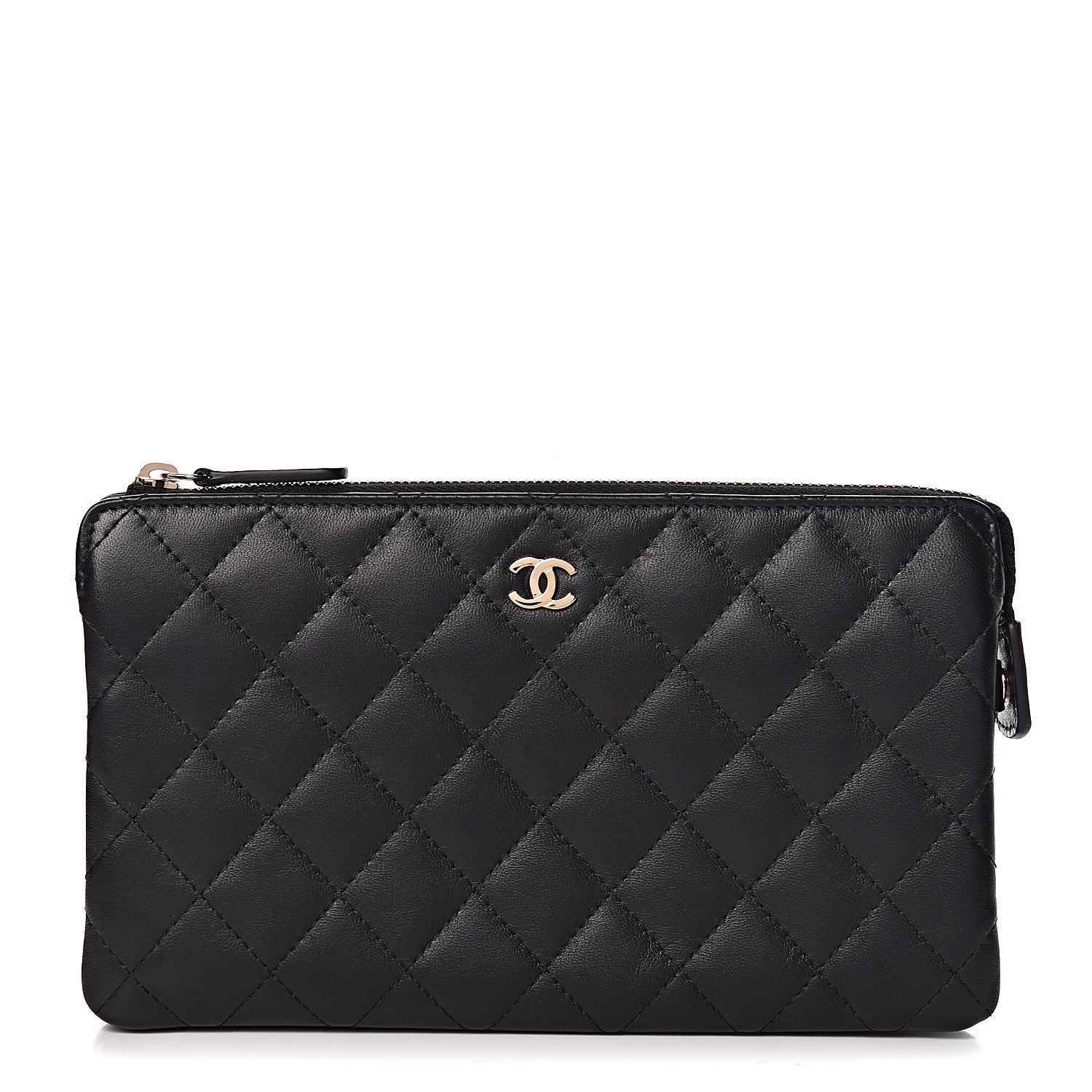 Chanel Lambskin Quilted Small Zipped Pouch Black 1 of 9