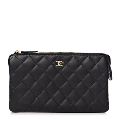 Chanel Lambskin Quilted Small Zipped Pouch Black 1 of 9