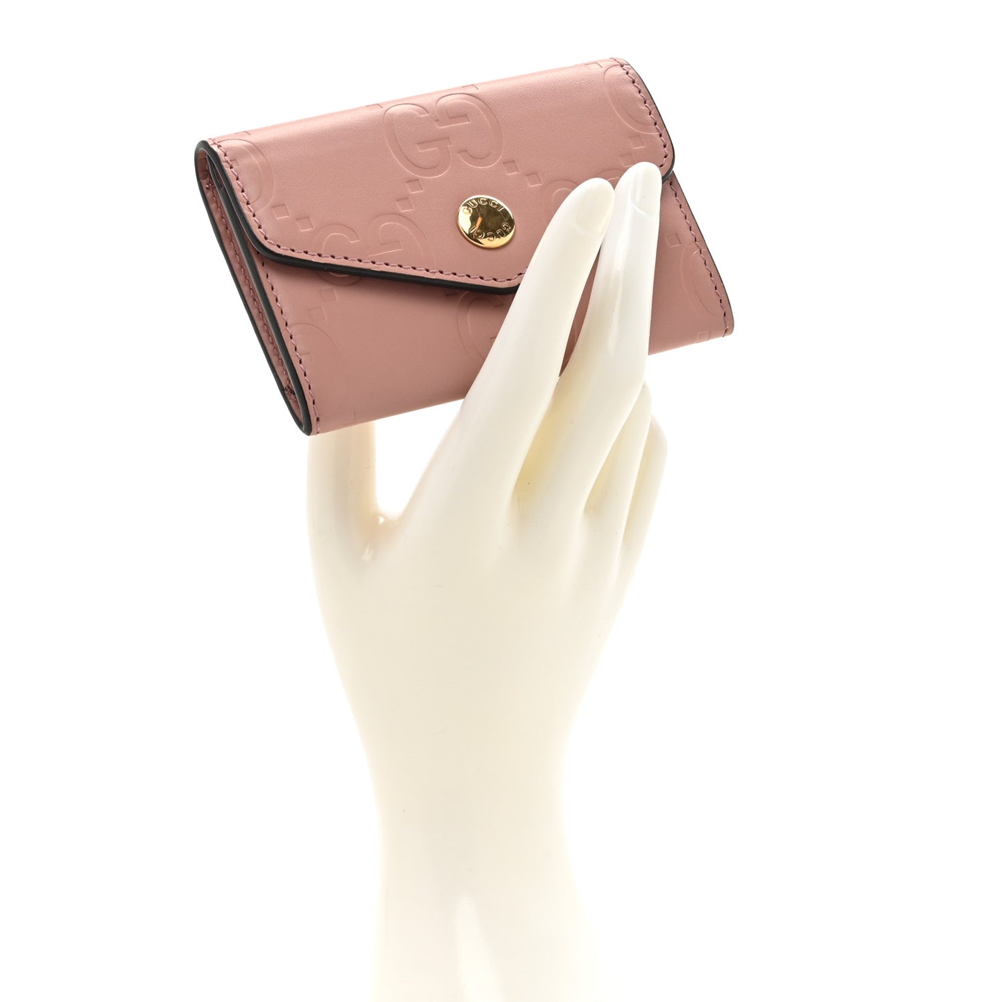 Calfskin Jumbo GG Embossed Snap Wallet Soft Pink
