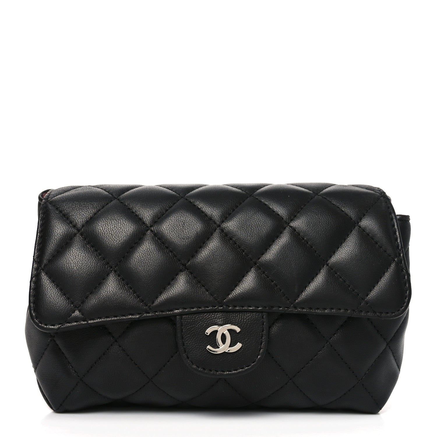 あちち CHANEL ブラック レザー ケース Chanel Lambskin Quilted Flap Cosmetic Case Black 1824824