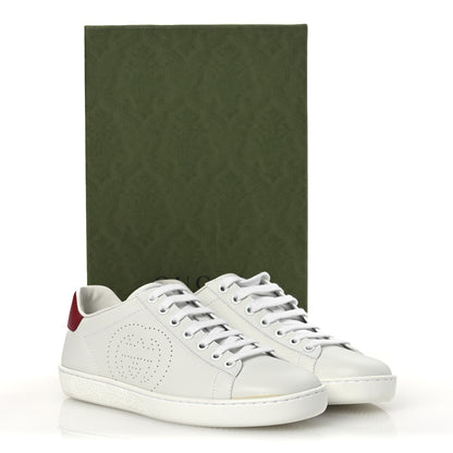 Gucci Calfskin Interlocking G Perforated Womens Ace Sneakers 36.5 White Hibiscus Red 12 of 12