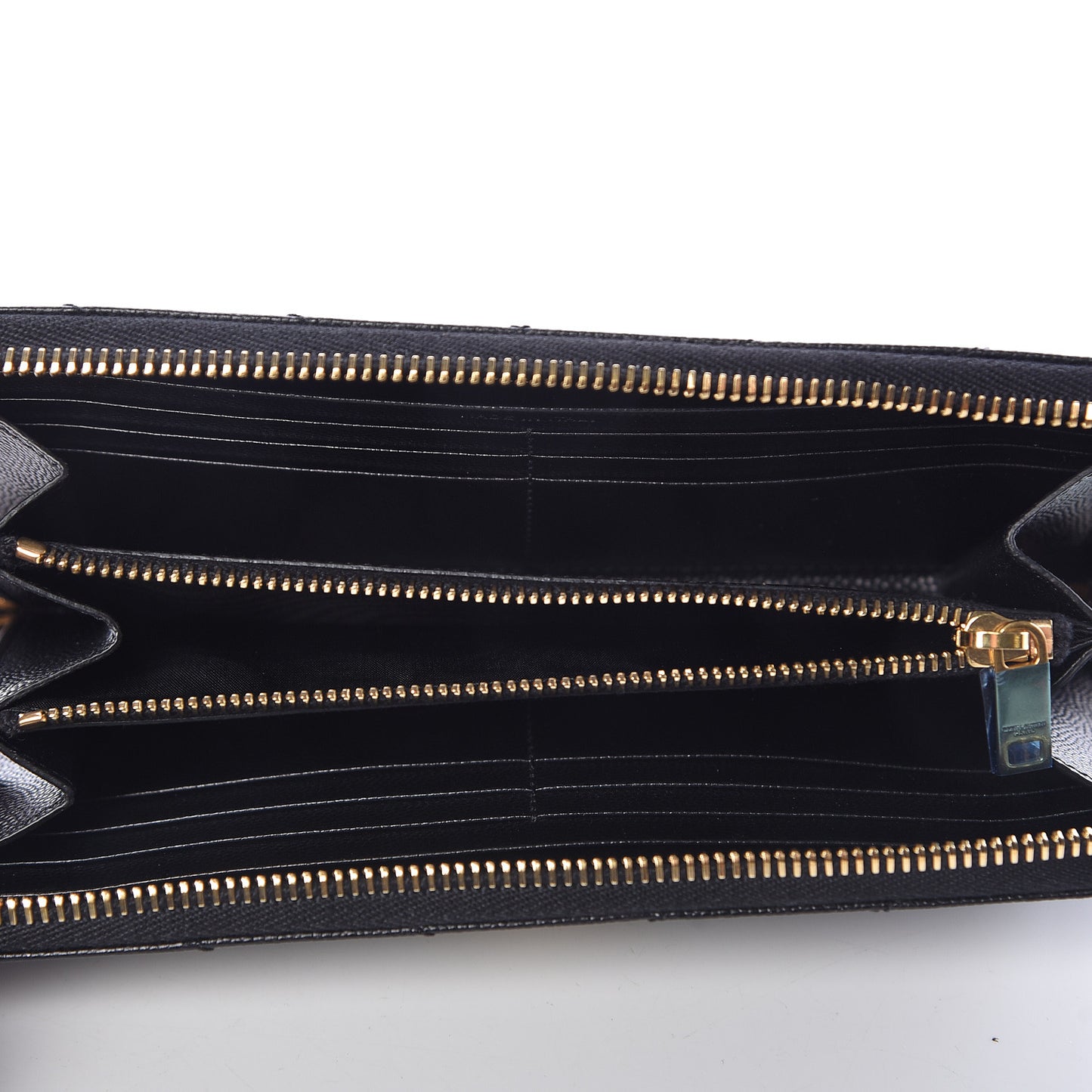 Grain De Poudre Matelasse Chevron Monogram Zip Around Wallet Black