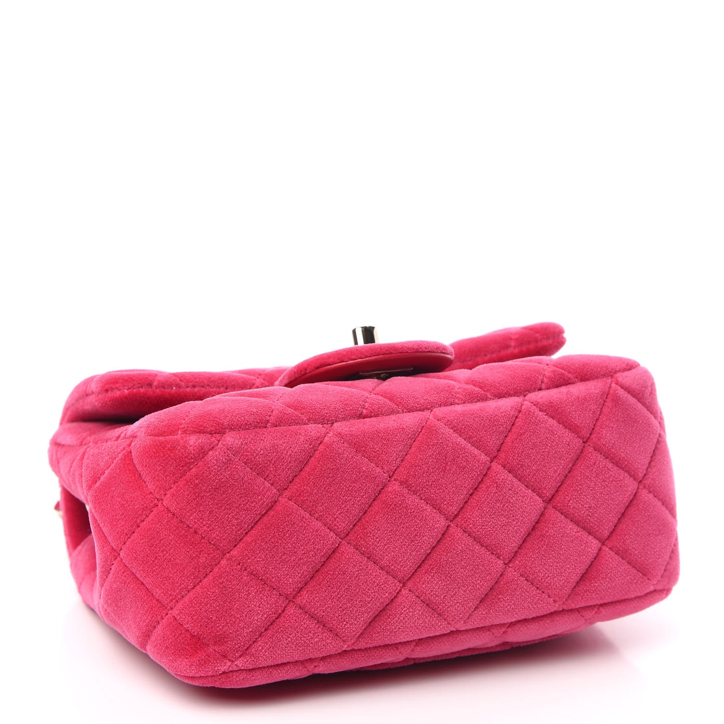 Velvet Quilted Mini Square Pearl Crush Flap Fuchsia