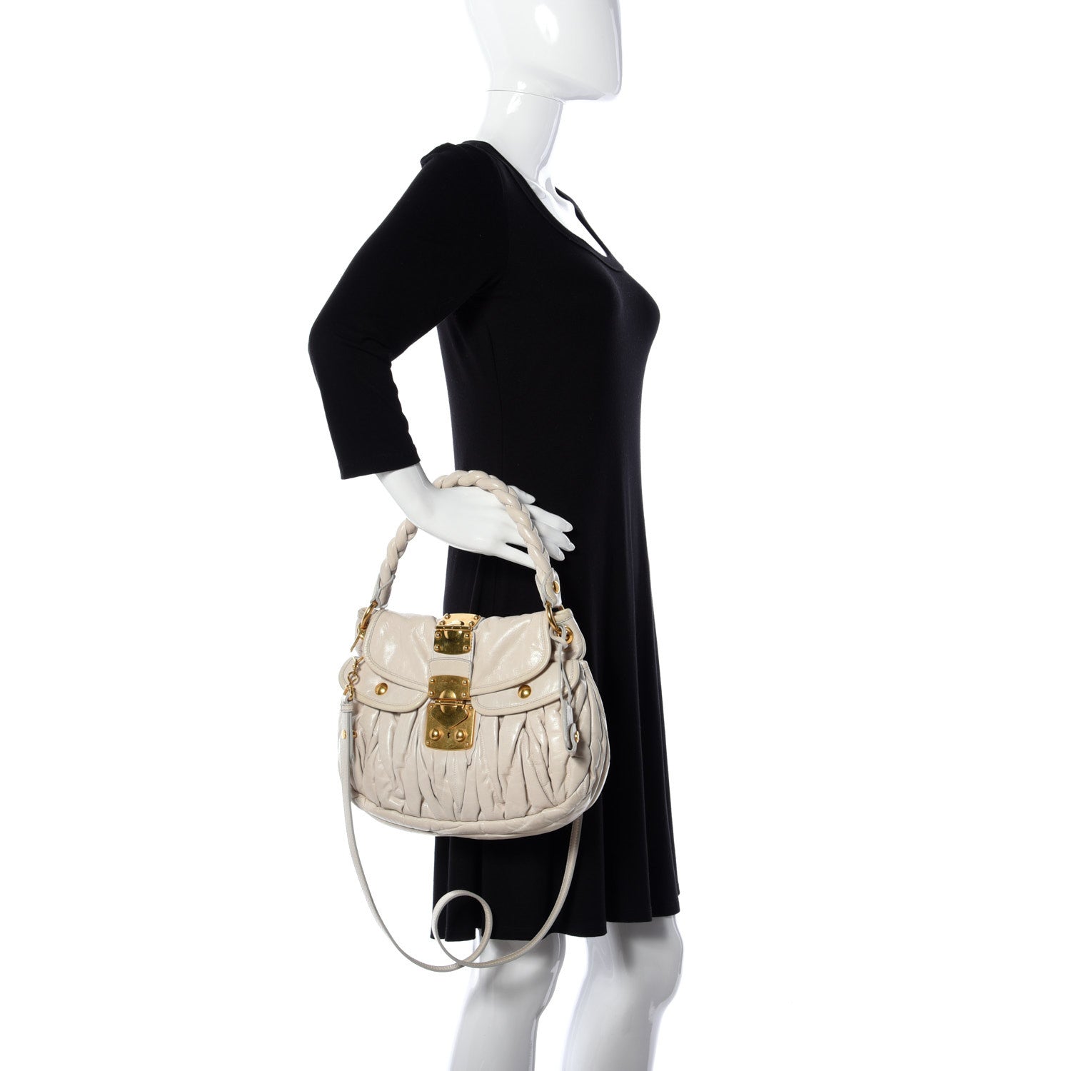 Miu Miu Nappa Matelasse Coffer Hobo Bianco 3 of 9