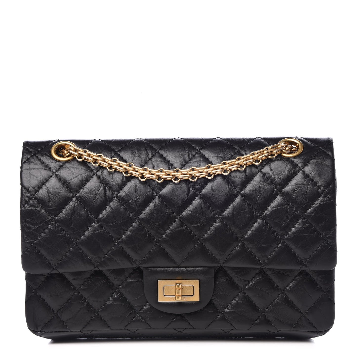 Aged Calfskin Quilted 2.55 Reissue 225 Flap Black