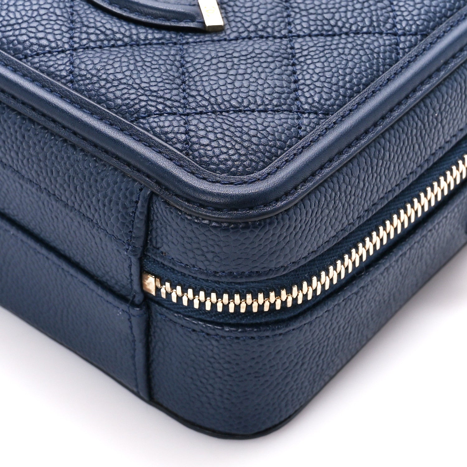 Chanel Caviar Quilted Small CC Filigree Vanity Case Navy 10 of 11