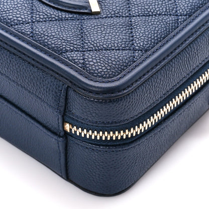 Chanel Caviar Quilted Small CC Filigree Vanity Case Navy 10 of 11