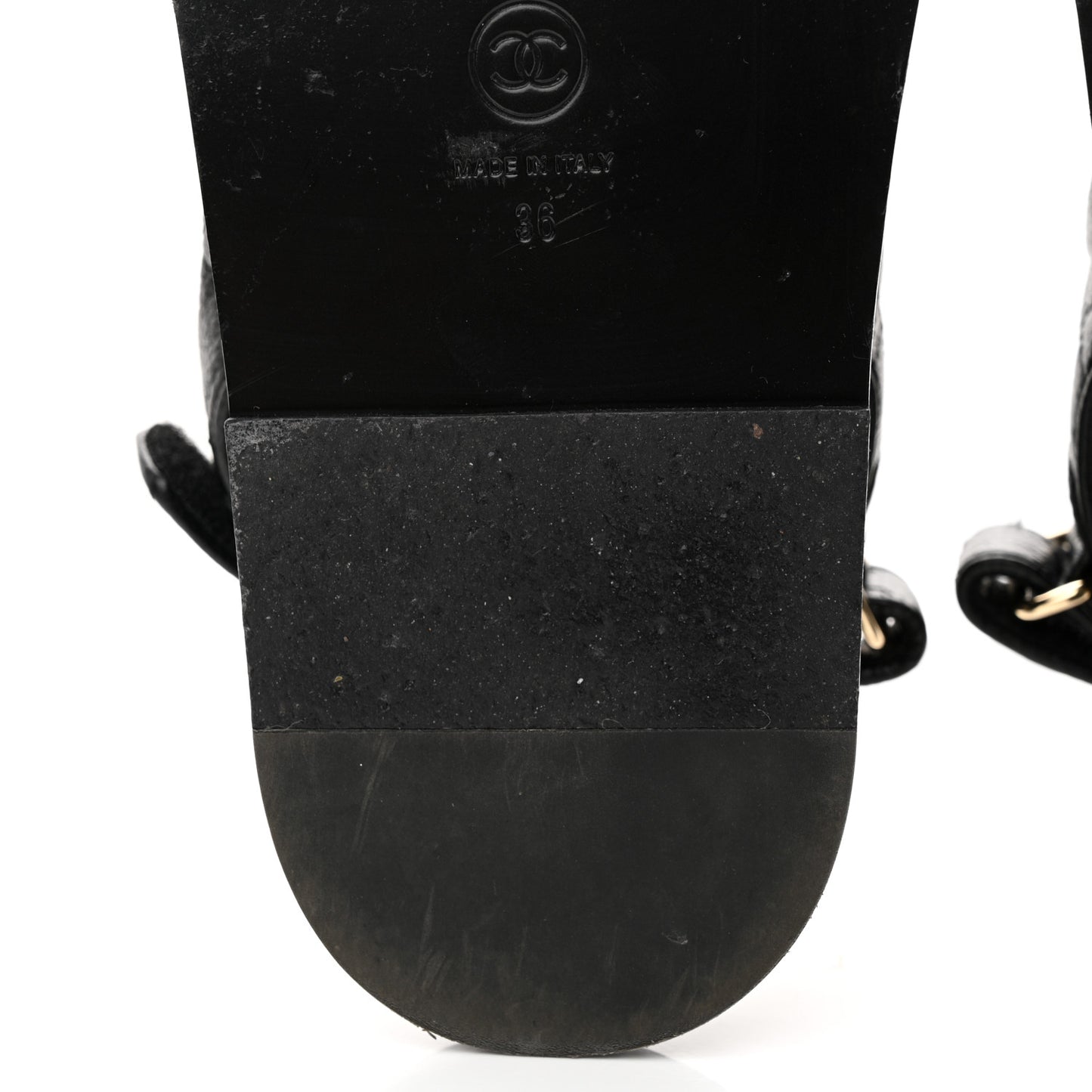 Grained Calfskin Velcro Dad Sandals 36 Black