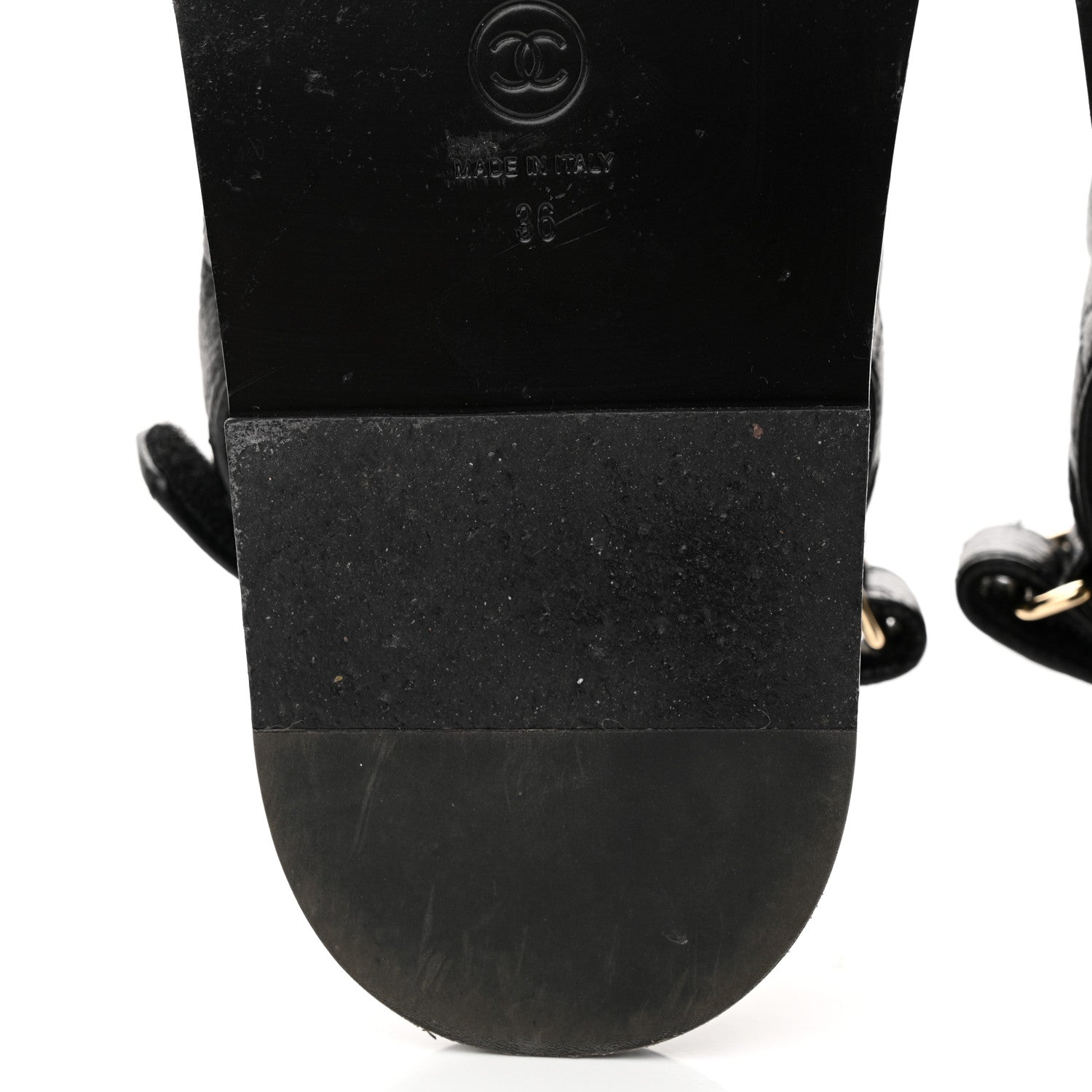 Chanel Grained Calfskin Velcro Dad Sandals 36 Black 10 of 13