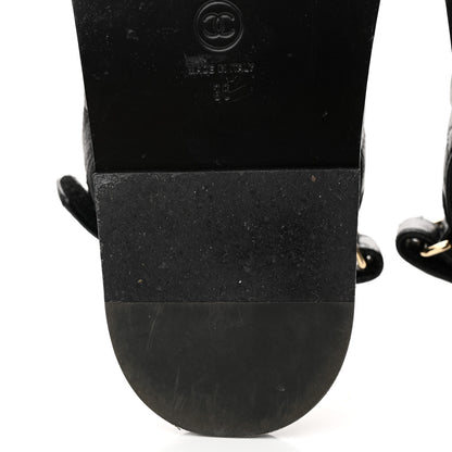 Chanel Grained Calfskin Velcro Dad Sandals 36 Black 10 of 13