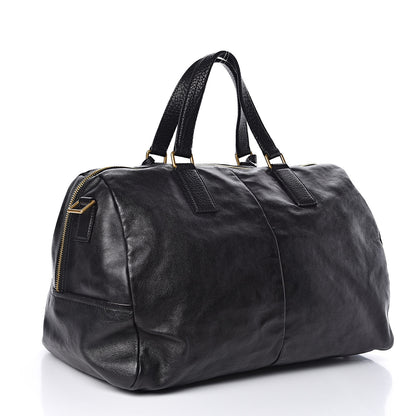 Saint Laurent Calfskin Vavin Logo Strap Duffle Bag Black 3 of 10