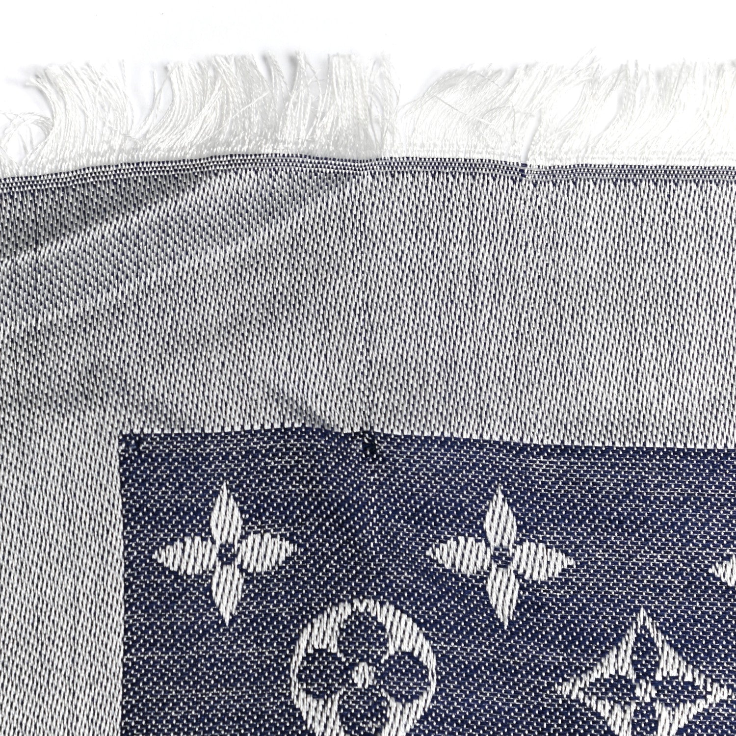 Louis Vuitton Silk Wool Monogram Denim Shawl Blue Clair 5 of 6