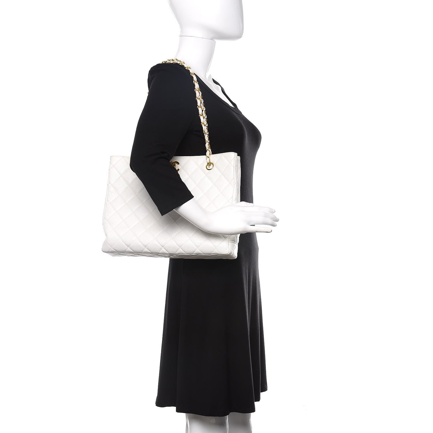 Chanel Caviar Quilted Shopper Tote White 2 of 10