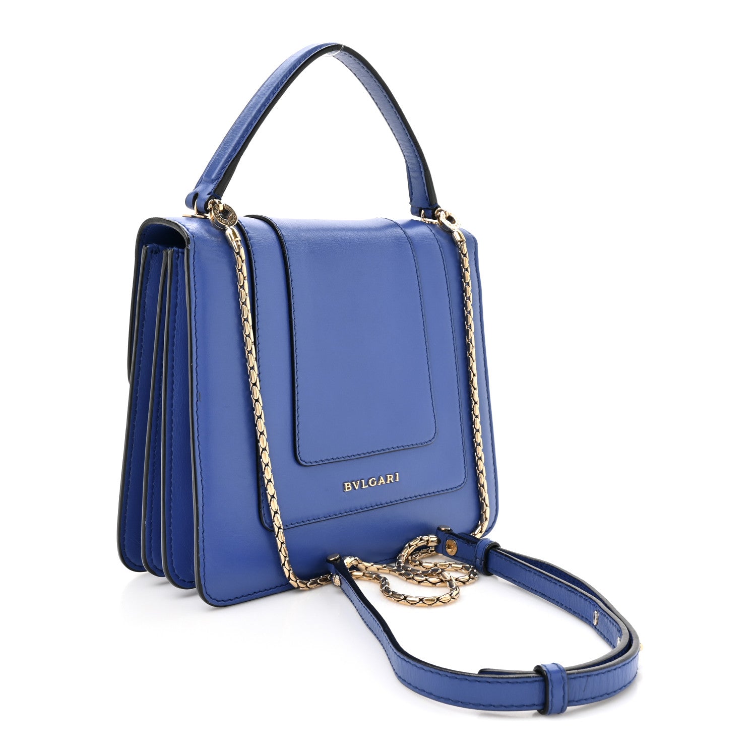 Bulgari Calfskin Serpenti Forever Top Handle Blue 3 of 17