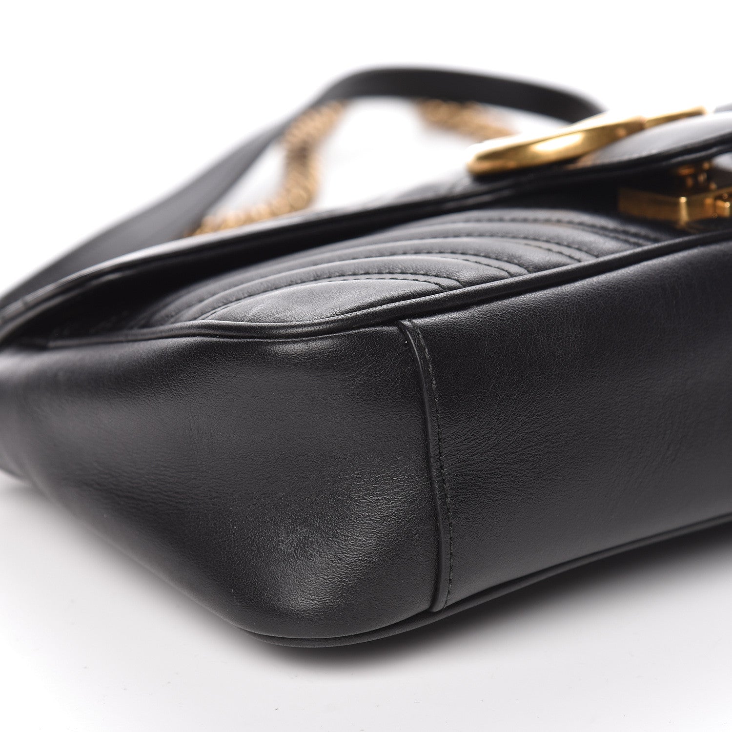 Gucci Calfskin Matelasse Small GG Marmont Shoulder Bag Black 12 of 19