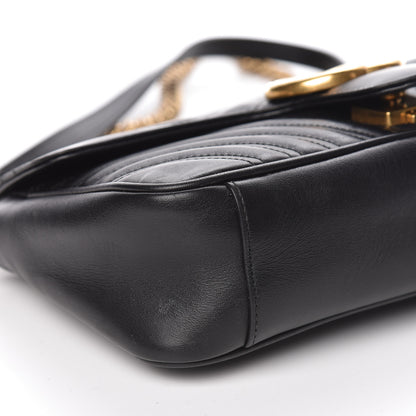 Gucci Calfskin Matelasse Small GG Marmont Shoulder Bag Black 12 of 19
