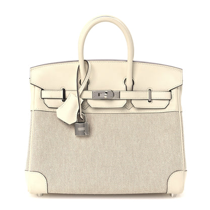 Hermes Toile H Swift Birkin 25 Ecru Nata 1 of 11