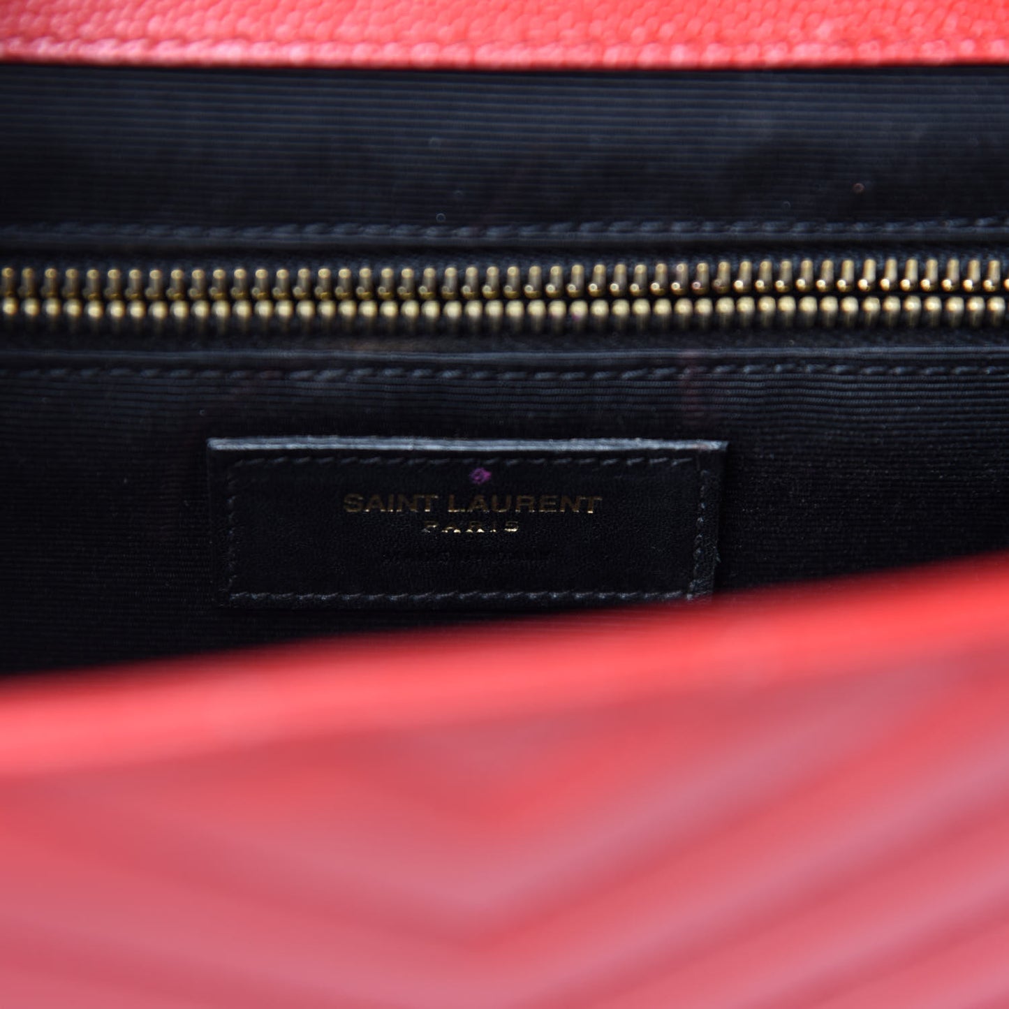 Grain De Poudre Matelasse Chevron Large Monogram Satchel Lipstick Red