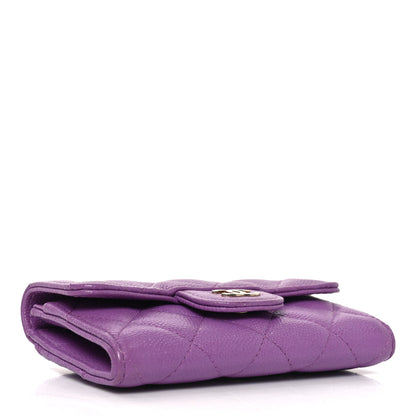 Chanel Caviar Quilted Flap Card Holder Wallet Purple 4 of 9
