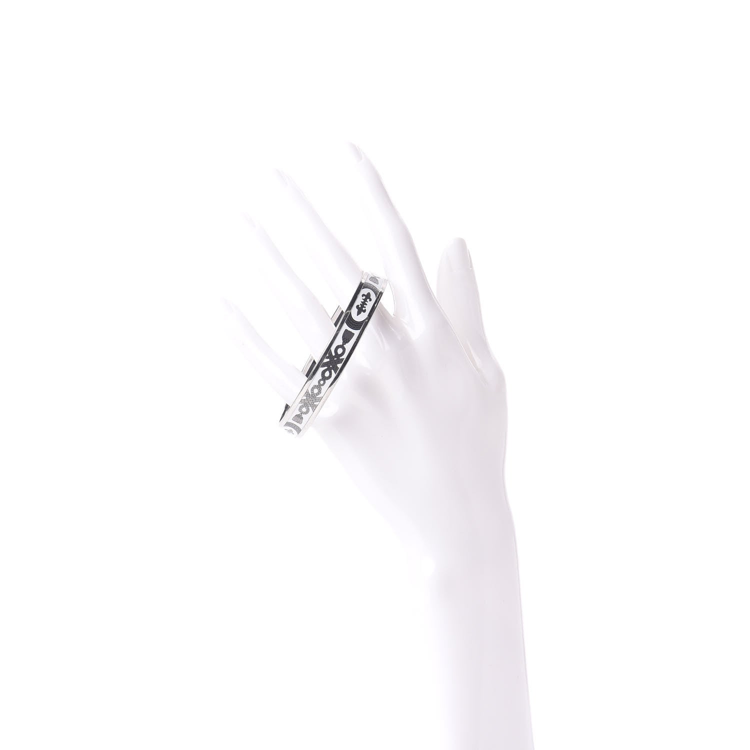 Hermes Enamel Printed Grand Apparat Narrow Bracelet 70 White 2 of 7