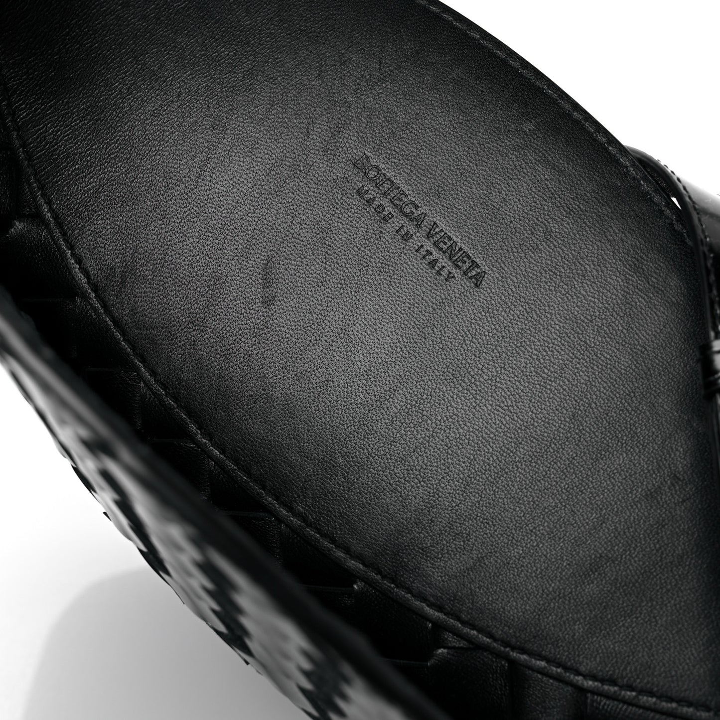 Patent Intrecciato Shoulder Bag Black
