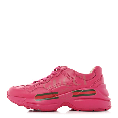 Gucci Calfskin Logo Womens Rhyton Sneakers 35 Box Pink 1 of 10
