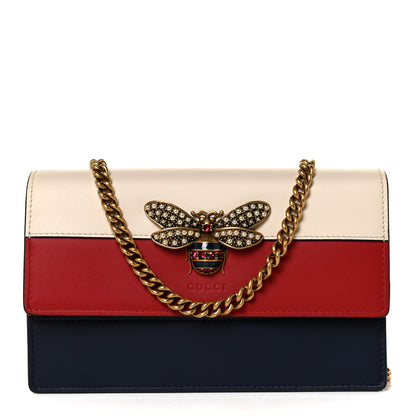 Gucci Calfskin Queen Margaret Chain Wallet Blue Agata Hibiscus Red Mystic White 1 of 8