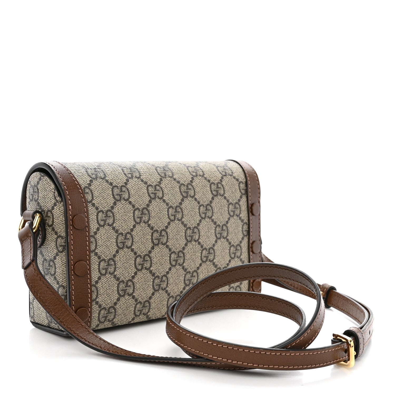 Gucci GG Supreme Monogram Mini Horsebit 1955 Shoulder Bag Beige Brown Sugar 3 of 11
