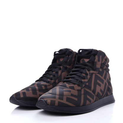 Fendi Nylon FF Reloaded High Top Sneakers 37 Tobacco Black 3 of 11