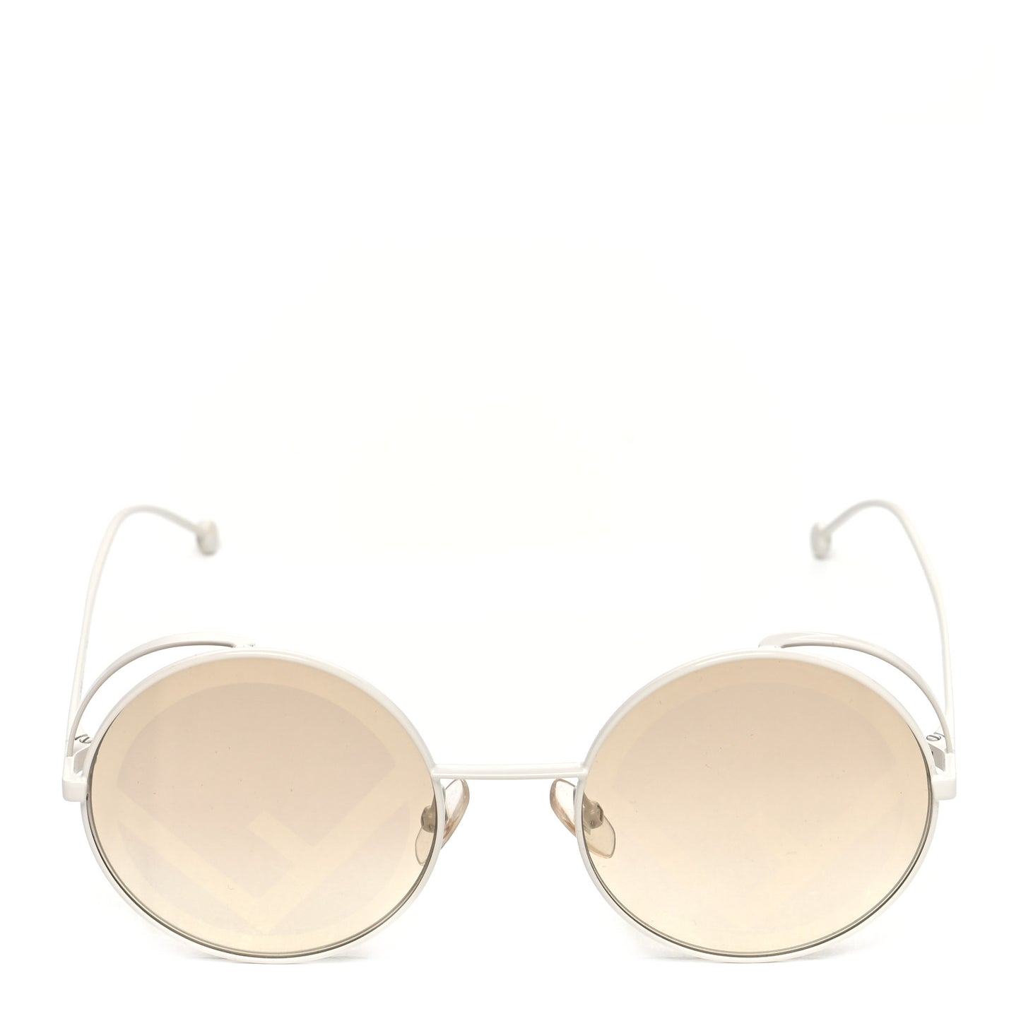 Metal F is Fendi Printed Run Away Round Frame Sunglasses FF 0343/S White