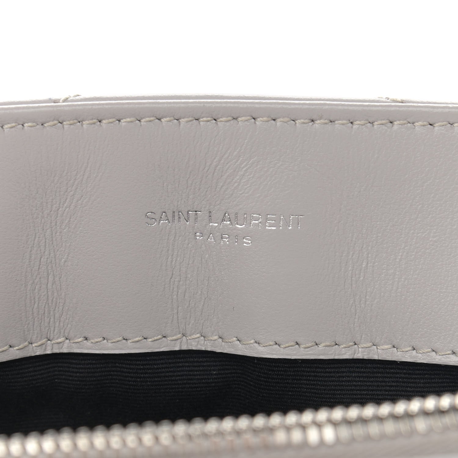 Saint Laurent Calfskin Y Quilted Monogram Medium Loulou Chain Satchel Light Gray 7 of 12